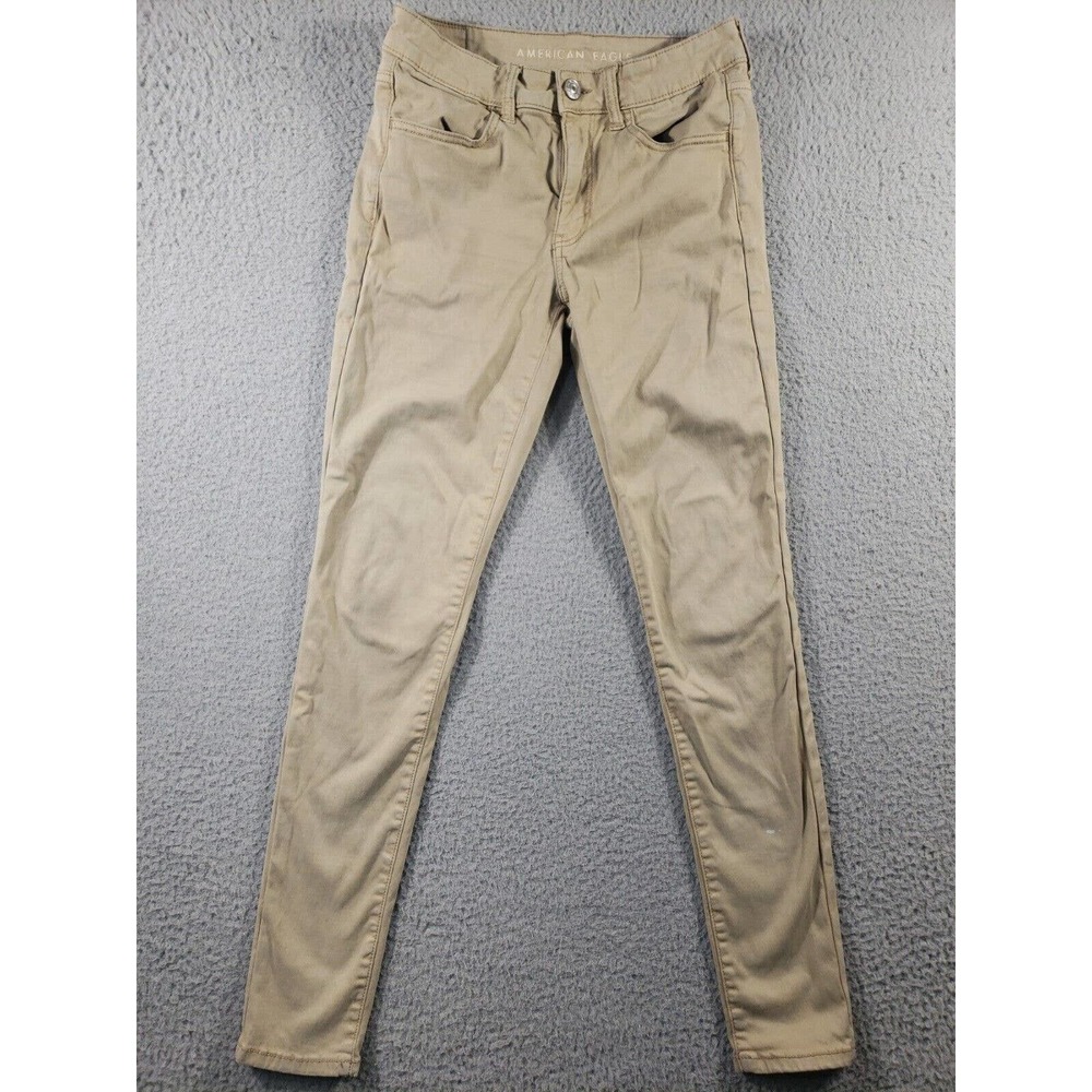 American Eagle Jeans Women's 6 Super Stretch Jegging Beige Long Casual 28x30